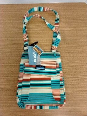Kavu Teal, Cream & Rust Striped Shoulder Bag